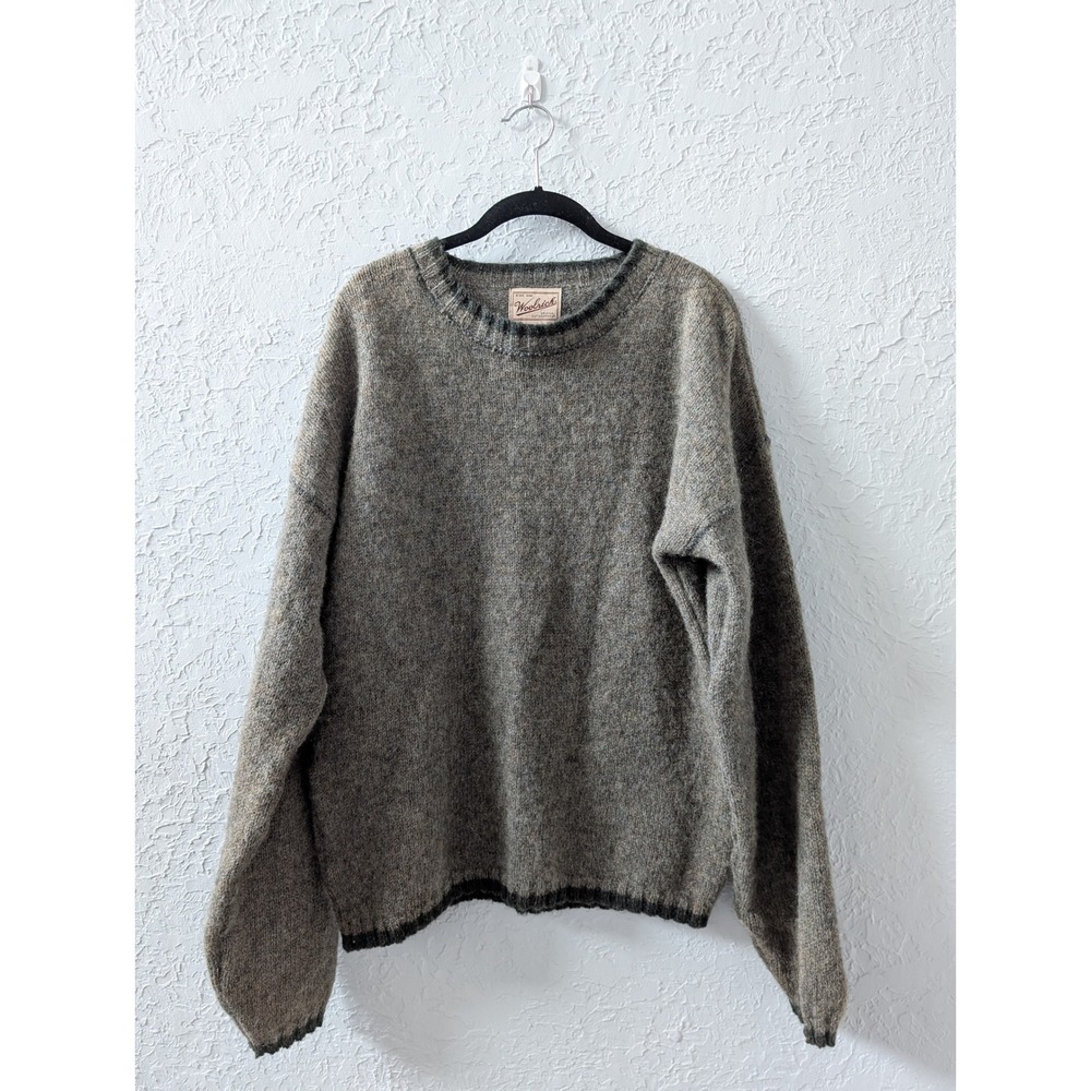 Woolrich Vintage Crewneck Sweater Mens XL USA Made Heathered Grey Brown Pullover